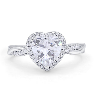 Halo Twisted Infinity Heart Engagement Ring Cubic Zirconia 925 Sterling Silver Wholesale